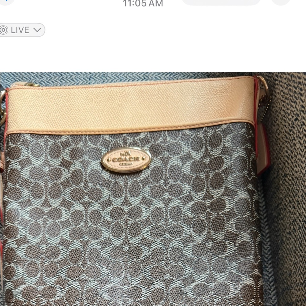 Coach Brown and Tan Floral Crossbody Bag- used once for Disney trip!